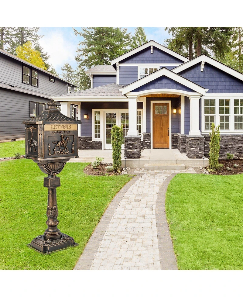 Retro Cast Aluminum Mailbox Security Postal Letter Box with Baffle Door