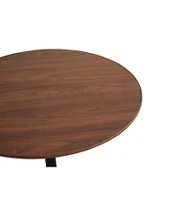 Streamdale Furniture 31.5" round dining table for 2-4 people with walnut top, mid-century walnut tulip kitchen table, pedestal table for small home of