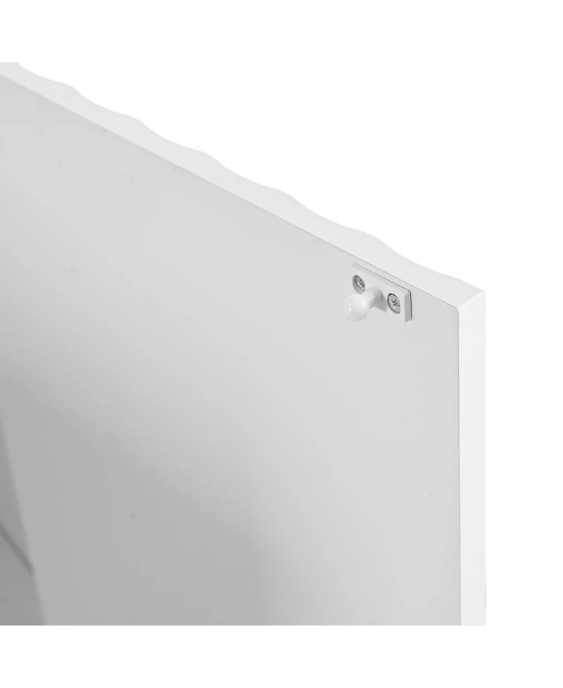 Cream Sideboard with 4 Fluted Doors and 5 Wood Legs