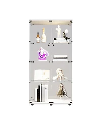 Streamdale Led Glass Display Cabinet with 4 Shelves and Door, 64.7" x 31.7" x 14.3