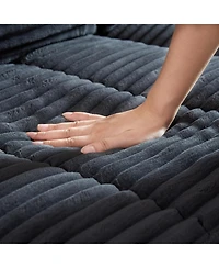 Streamdale Oversized U-Shaped Corduroy Sectional Sofa with Ottomans (Black)