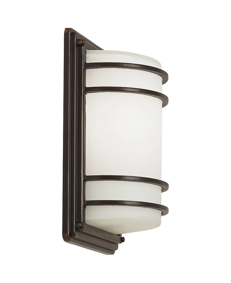 John Timberland Habitat Modern Outdoor Wall Light Fixtures Set of 2 Rubbed Bronze 11" Opal Glass for Post Exterior Barn Deck House Porch Yard Pat