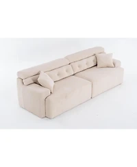 Streamdale Apricot Chenille 4-Seater Compression Sofa with Pillows