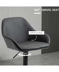 Streamdale Furniture Adjustable Bar Stools, Swivel Counter Height Barstools with Footrest and Back, Pu Leather and Steel Round Base, for Kitchen Count