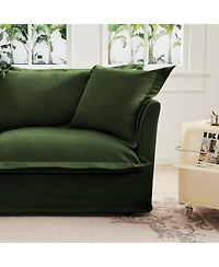 Streamdale Chenille Fabric Sectional Sofa with Ottoman and Pillows