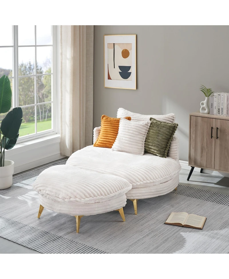 Streamdale Cozy Corduroy Sofa Fabric (65") with Pillows