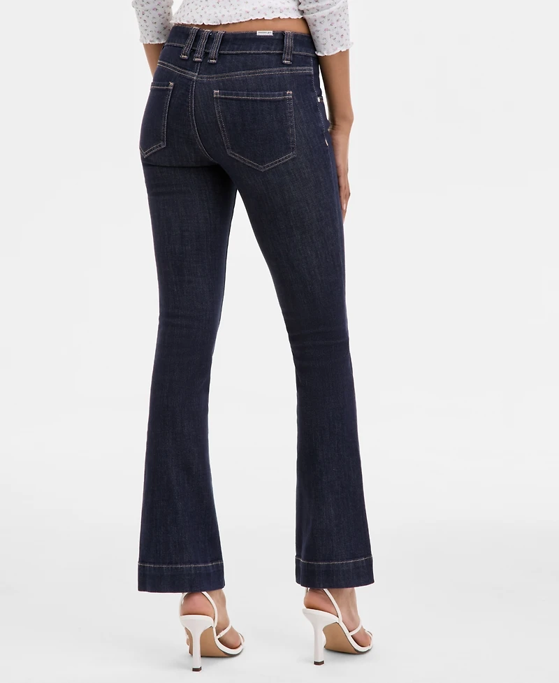 Madden Girl Juniors' Mid-Rise Pintuck Bootcut Jeans