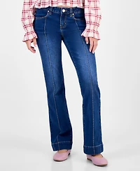 Madden Girl Juniors' Mid-Rise Pintuck Bootcut Jeans