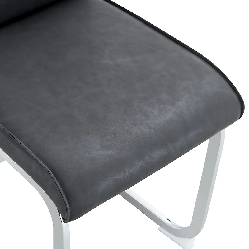 Streamdale Furniture Arch Back Gray Pu Dining Chairs - Set of 8, Silver Legs