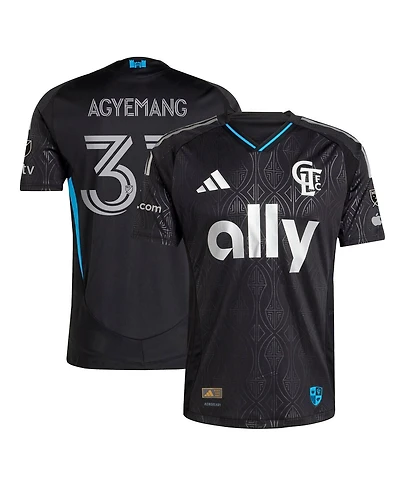 Adidas Men's Patrick Agyemang Black Charlotte Fc 2025 Fortress Kit Authentic Player Jersey