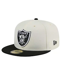New Era Men's White/Black Las Vegas Raiders Main 59FIFTY Fitted Hat