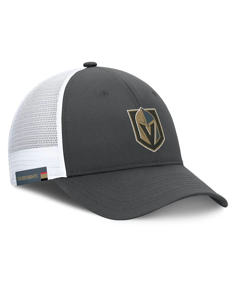 Fanatics Men's Gray/White Vegas Golden Knights Authentic Pro Simple Rink Trucker Adjustable Hat