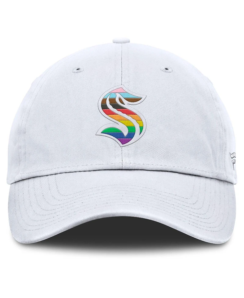 Fanatics Men's White Seattle Kraken Pride Adjustable Hat
