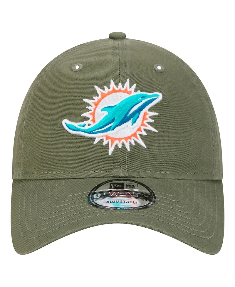 New Era Men's Olive Miami Dolphins Main 9TWENTY Adjustable Hat