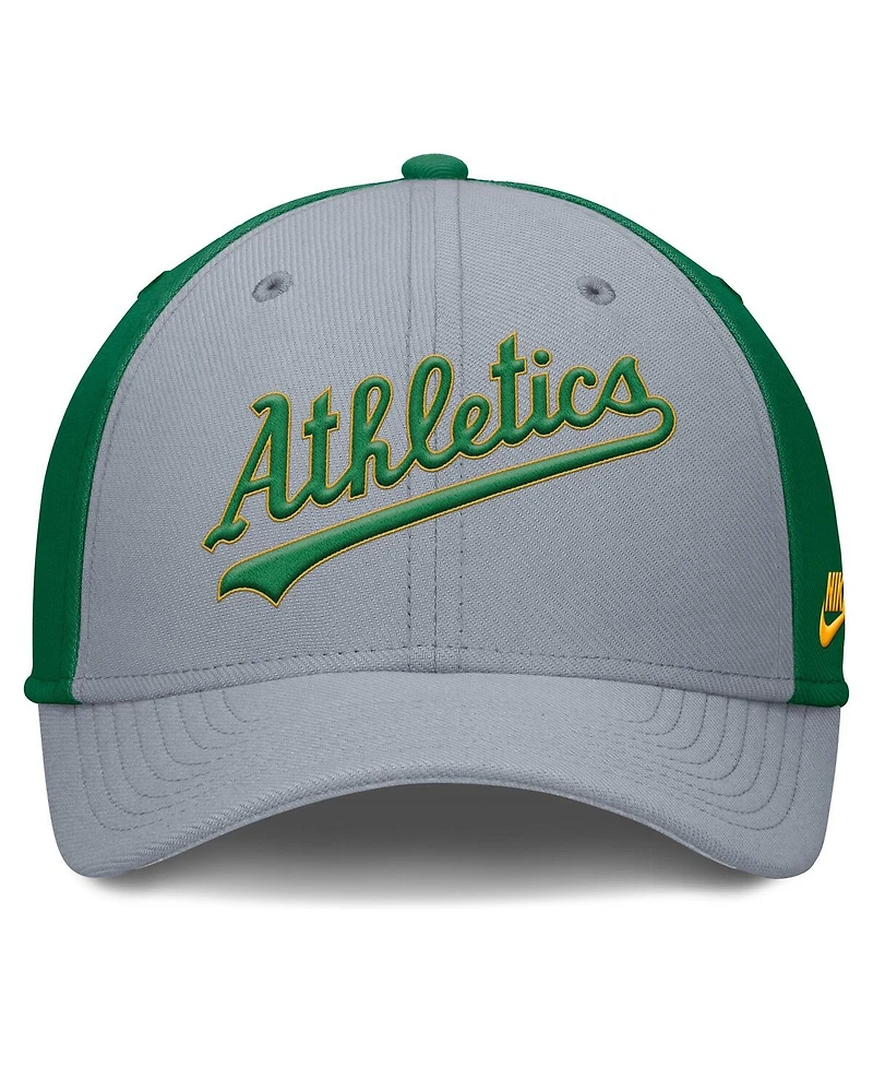 Nike Men's Gray/Green Athletics Rise Swoosh Performance Flex Hat