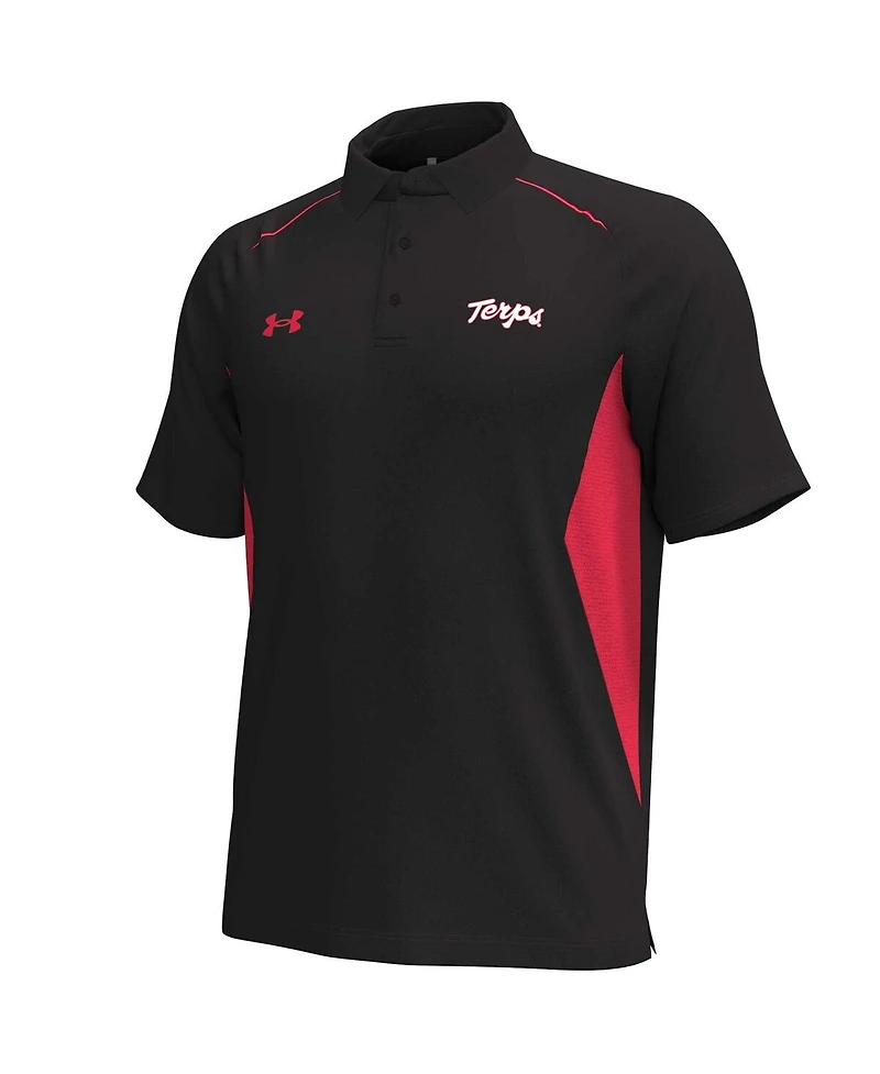 Under Armour Men's Black Maryland Terrapins Title Performance Polo Shirt