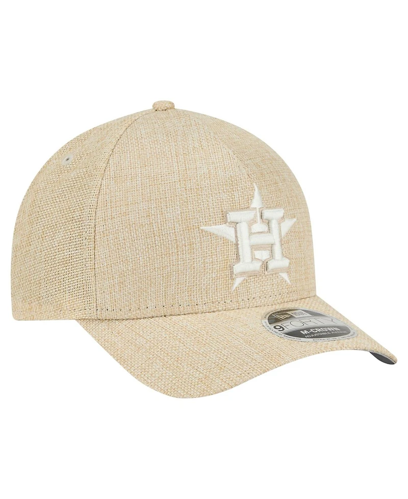 New Era Men's Beige Houston Astros Cotton Weave M-Crown A-Frame 9FORTY Adjustable Hat