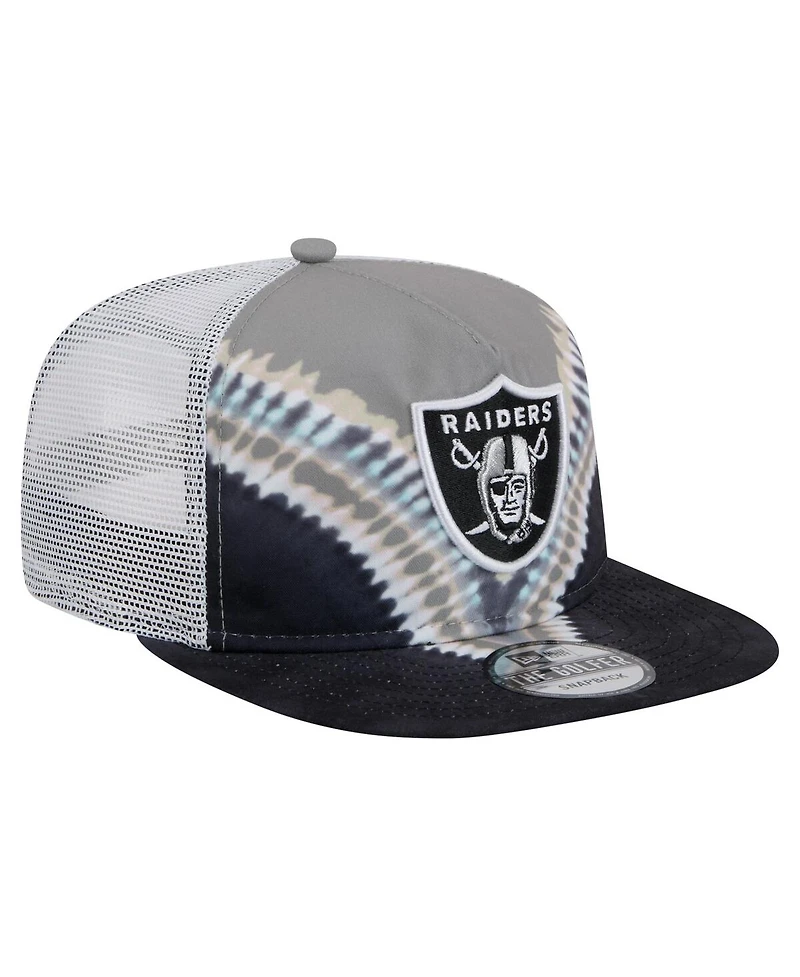 New Era Men's Gray/Black Las Vegas Raiders Throwback Dye Golfer Snapback Hat