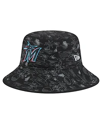 New Era Men's Black Miami Marlins 2025 Spring Training All Over Print Bucket Hat