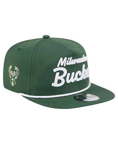 New Era Men's Hunter Green Milwaukee Bucks Team Text Golfer Snapback Hat