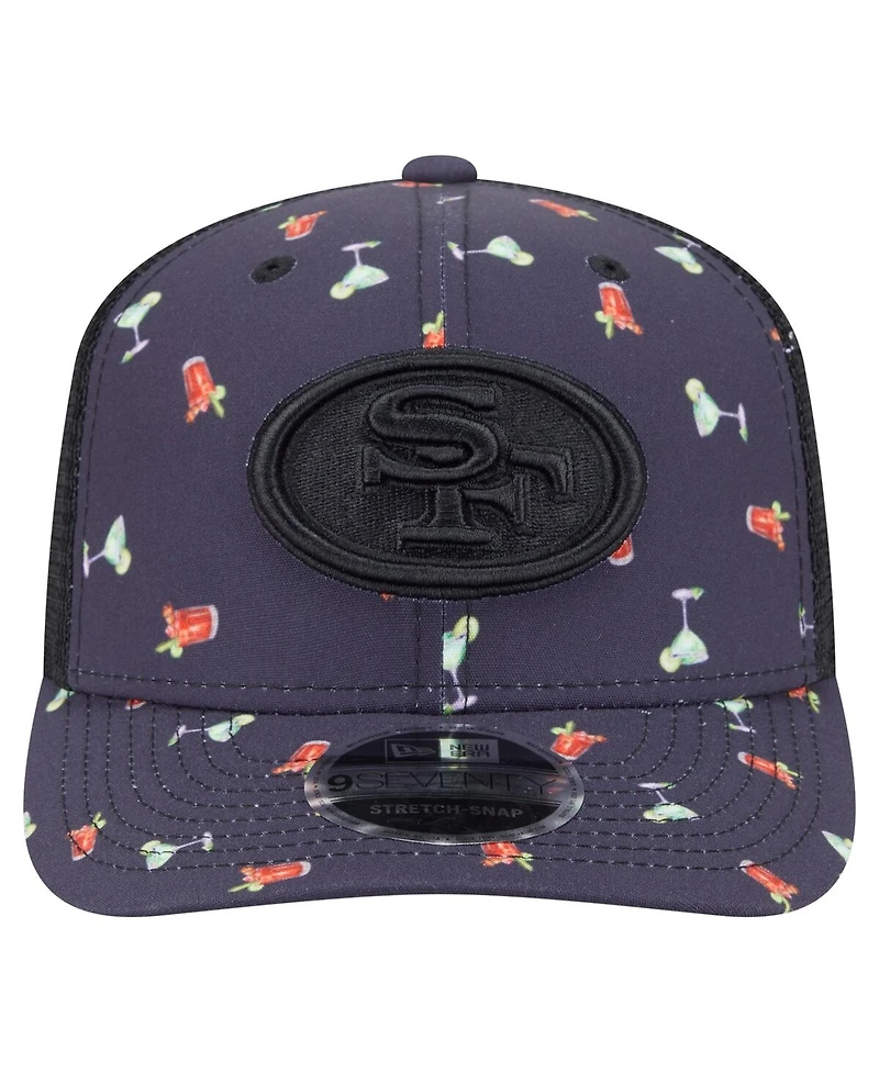 New Era Men's Navy/Black San Francisco 49ers Adventure Drinks Pattern 9SEVENTY Stretch Snap Hat