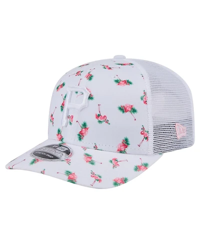 New Era Men's White Pittsburgh Pirates Flamingo Mesh Back 9SEVENTY Stretch-Snap Hat