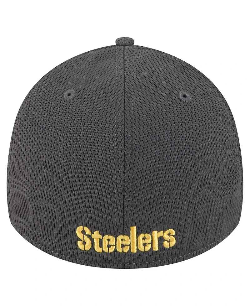 New Era Men's Graphite Pittsburgh Steelers Main 39THIRTY Flex Hat