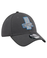 New Era Men's Graphite Detroit Lions Throwback Logo Main 39THIRTY Flex Hat