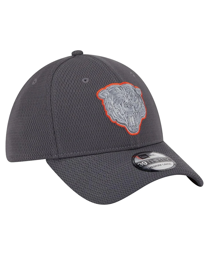 New Era Men's Graphite Chicago Bears Main 39THIRTY Flex Hat
