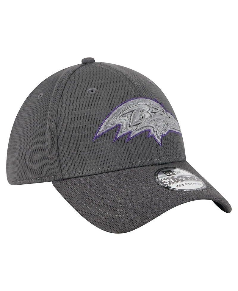 New Era Men's Graphite Baltimore Ravens Main 39THIRTY Flex Hat