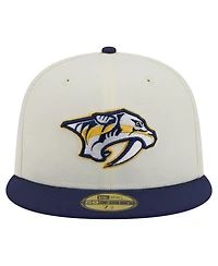 New Era Men's Cream Nashville Predators Chrome Two-Toned 59FIFTY Fitted Hat