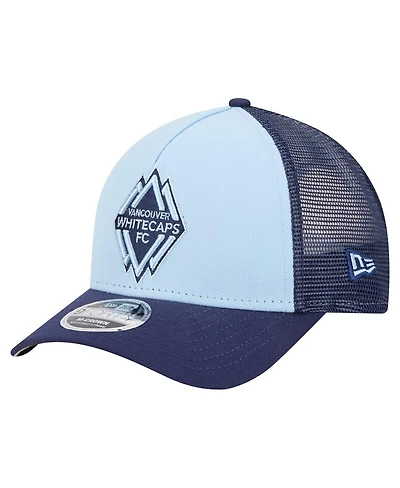 New Era Men's Light Blue Vancouver Whitecaps Fc Color Pack 9FORTY A-Frame Adjustable Trucker Hat