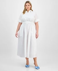 On 34th Trendy Plus Short-Sleeve Popover Shirtdress, Exclusively at Macy's