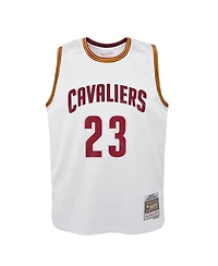 Mitchell & Ness Big Boys and Girls LeBron James White Cleveland Cavaliers 2015-16 Hardwood Classics Swingman Throwback Home Jersey