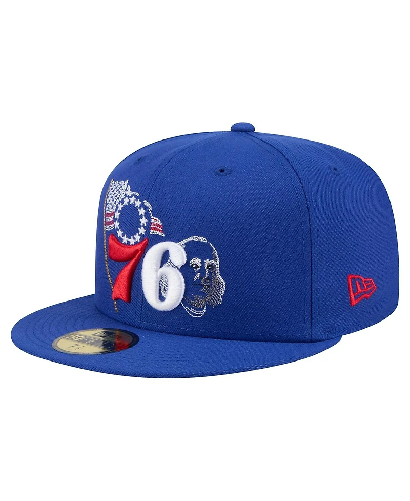 New Era Men's Royal Philadelphia 76ers State Stitch 59FIFTY Fitted Hat