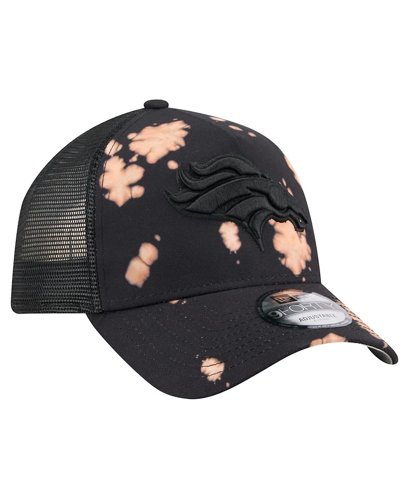 New Era Men's Black Denver Broncos Bleached 9FORTY A-Frame Adjustable Hat