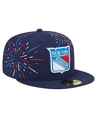 New Era Men's Navy York Rangers Americana Fireworks 59FIFTY Fitted Hat