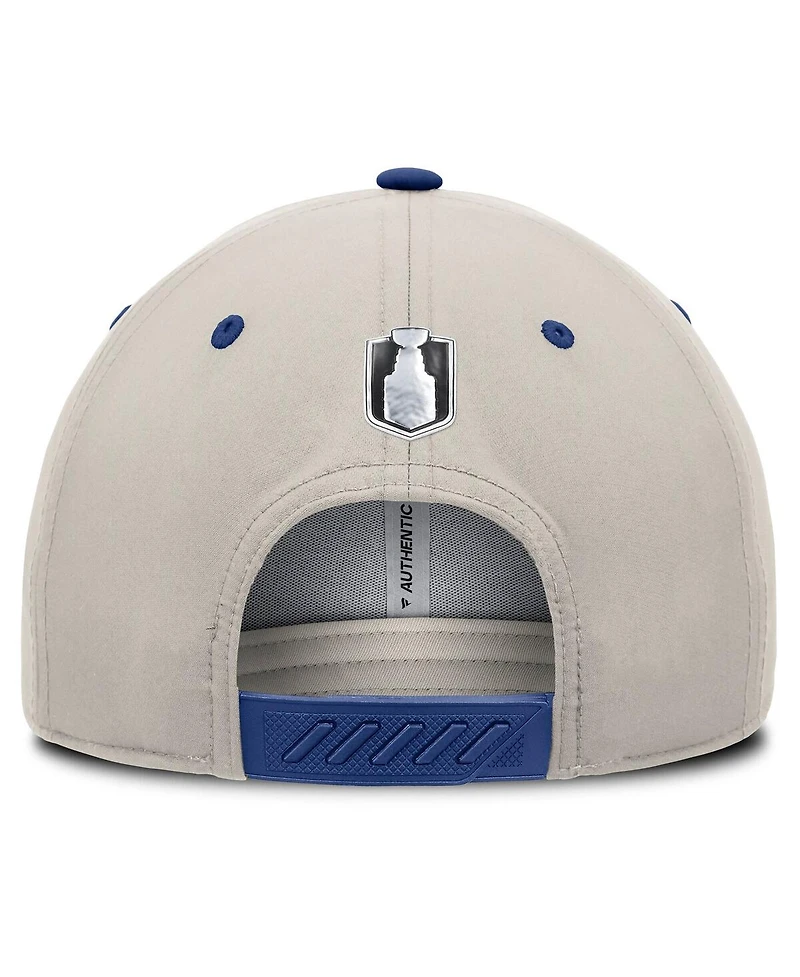 Fanatics Men's Blue/Gray Toronto Maple Leaf's 2025 Stanley Cup Playoffs Locker Room Trucker Adjustable Hat