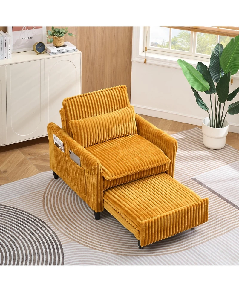 Yellow comfortable chair for Small apartment Bedroom space Balcony Small sofa bed Lazy Small sofa with a pillo