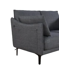 Streamdale 2.5 Seater Sofa For Primary Living Space, Bed Room, Office, Usb Charge Port, 2 Pillows,Metel Legs