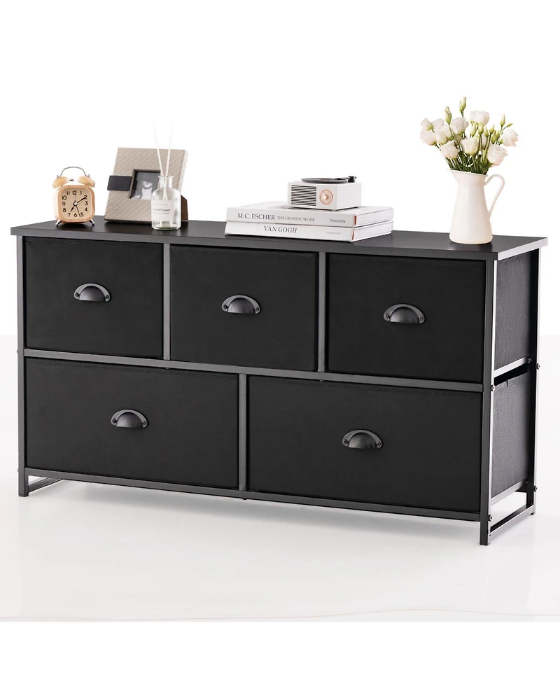 Dresser Storage Tower with 5 Foldable Cloth Storage Cubes