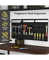 Wall-Mounted Pegboard Kit with 3 Pegboards for Garage Workshop