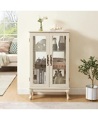 Streamdale Furniture Elegant 2-Door Curio Cabinet with Mirrored Back and Adjustable Shelves
