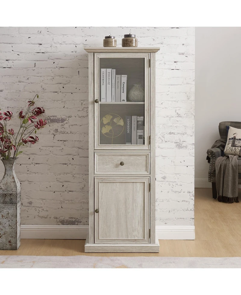 Streamdale Tall Storage Cabinet with Glass Door and Shelves for Home or Office