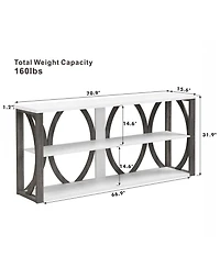 Streamdale 3-Tier Industrial Console Table, 70.9" Narrow Entry Table, White
