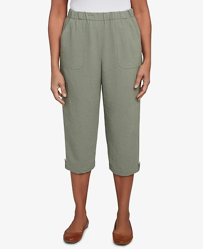 Alfred Dunner Women's Copper Canyon Button Tab Patch Pocket Capri Pants