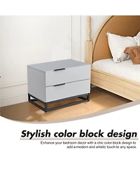 Streamdale Grey Nightstand with 2 Drawers for Closet, Bedroom, or Entryway