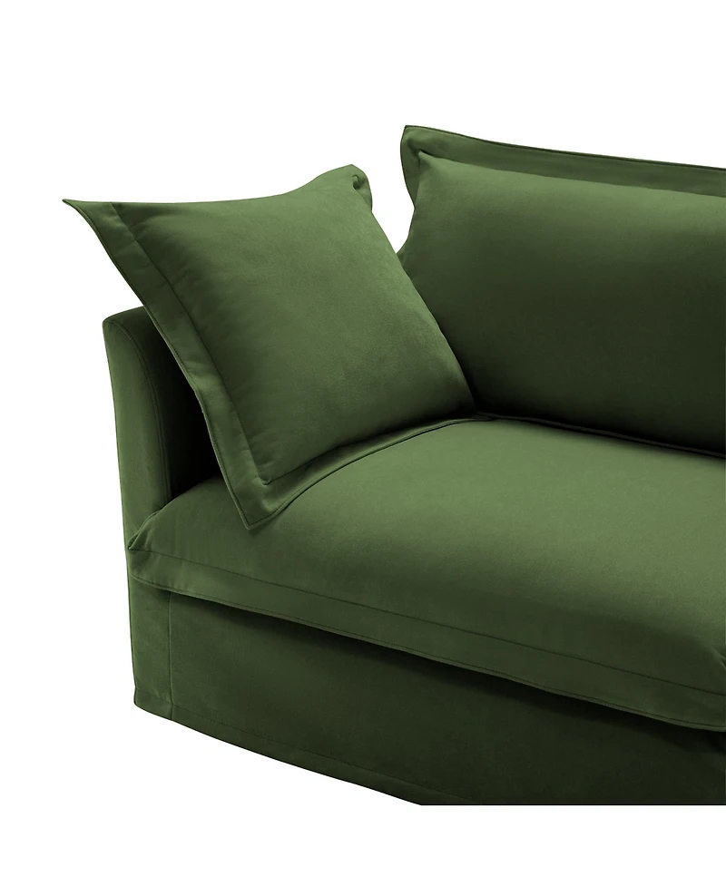 Streamdale 4-Seat L-Shape Sectional Sofa with Armrests, Pillows, and Chenille Fabric in Green