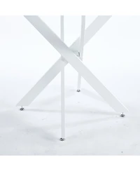 Streamdale Modern Cross-Leg Dining Table with Tempered Glass (90x90x75cm)