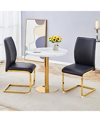 Streamdale Elegant Round Marble Table & 2 High-Resilience Chairs